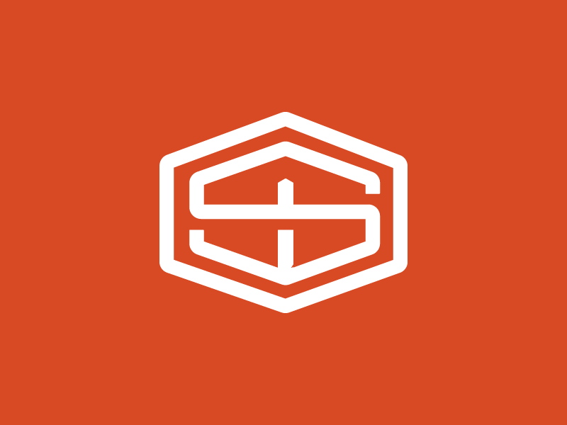 Twin State Basement white monogram identity working progress orange construction logo logo