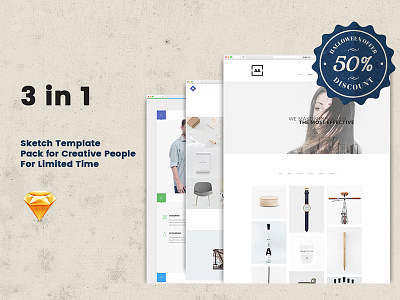 3in1 (60% Off) Sketch Templates Pack blog creative design minimal modern portfolio professional resume sketch template ui ux