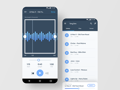 TringTrim : Chop a song into a Ringtone app design interaction design minimal ui ux