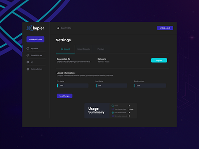 UI Design Dashboard Kepler