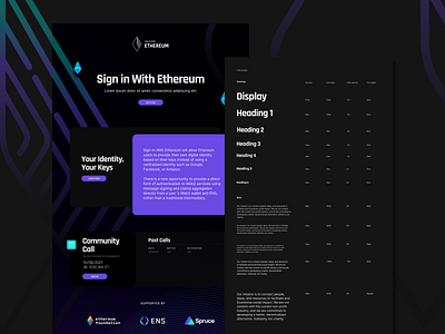 UI Design Landing Sign In With Ethereum graphic design ui