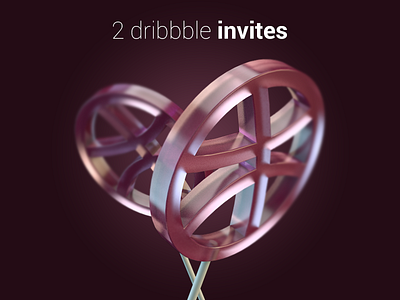 2 invites 3d c4d dribbble invite lollipop