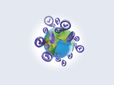 Icon, representing mass payments 3d blender c4d crypto design earth icon illustration mass payments