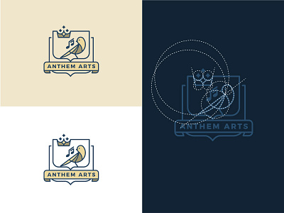 Bird Crown Logo bird education heraldry icon identity learning logo logo design mark music shield