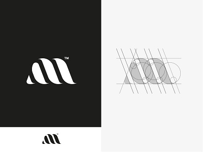 M Logo black design identity letter logo m mark mono white workings