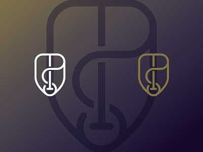 PS Shield Logo gold icon logo mark shield wordmark