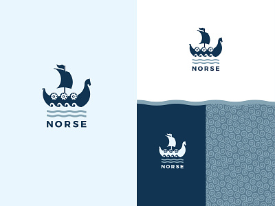 Norse Logo blue boat brand branding identity kharkov logo logo design nordic norse sea
