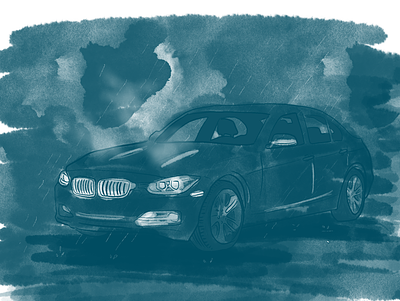 Night drive car comics illustration