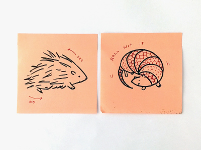 how to treat a critter armadillo art doodle hedgehog pink post it