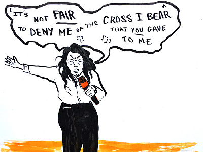 raq-araoke alanis morissette comic illustration inktober karaoke lol self portrait sketch whats ironic anyway