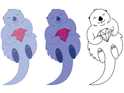 Otter holding a ruby cartoon cartoon illustration character mascot otter ruby