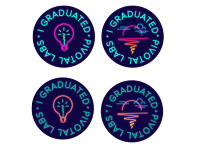 80s-inspired "I graduated" buttons 80s buttons pivotal labs san junipero