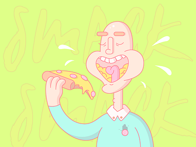 *Smack* character eat food illustration pepperoni pizza smack vector