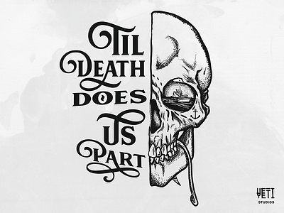 Til Death Does Us PArt fishing illustration illustrator skull stippling