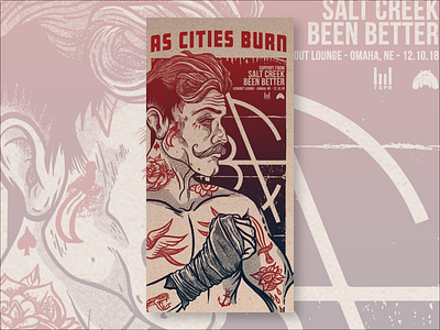 As Cities Burn gig poster illustraion screen print