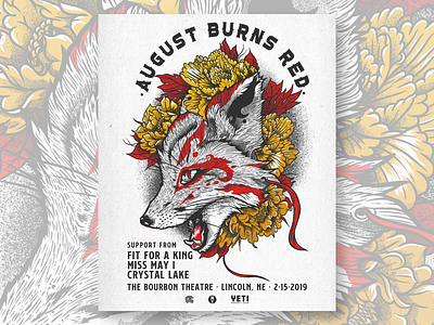 August Burns Red fox gig poster illustration illustrator screenprinting