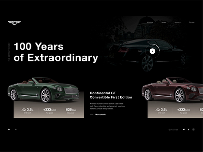 Main page+Menu. BENTLEY. 100 EXTRAORDINARY YEARS adobe xd animated gif animation design dribbble figma interaction motion motion design photoshop ui uidesign uidesigner uitrends user experience design ux uxdesign web webdesign website