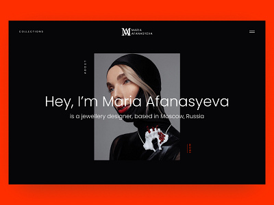 Page About. Maria Afanasyeva Jewellery Designer 3d 3d print collections concept design dribbble figma jewellery jewellery logo jewellery shop minimal minimalism typography ui uidesign uidesigner uitrends ux webdesign