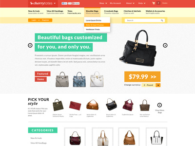 Cherrytotes E-commerce Website clean design ecommerce modern pastel product shopping website ui ux web web design website