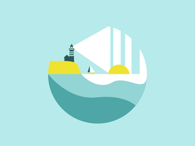 Lighthouse animation boat cruise gif motion graphics sea water