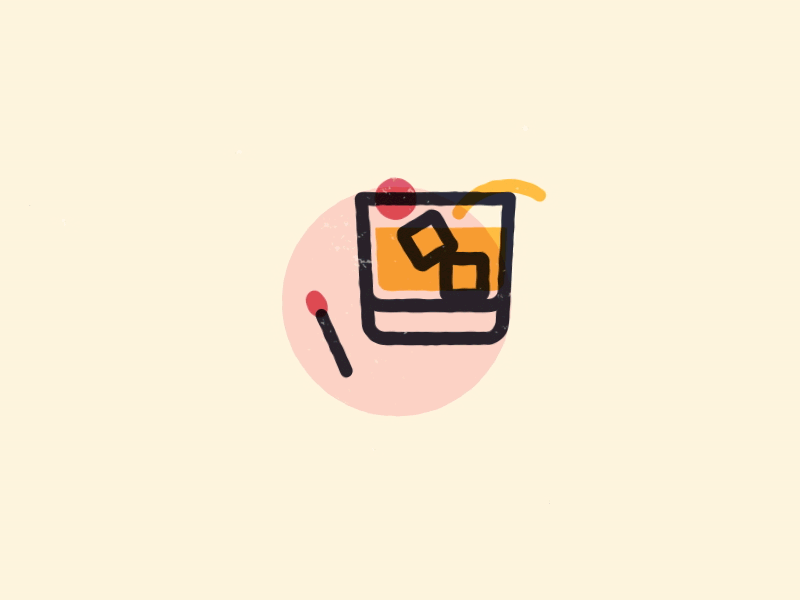 Old Fashioned gif animation motion graphics motion design bourbon whiskey cocktail icon offset screenprint multiply