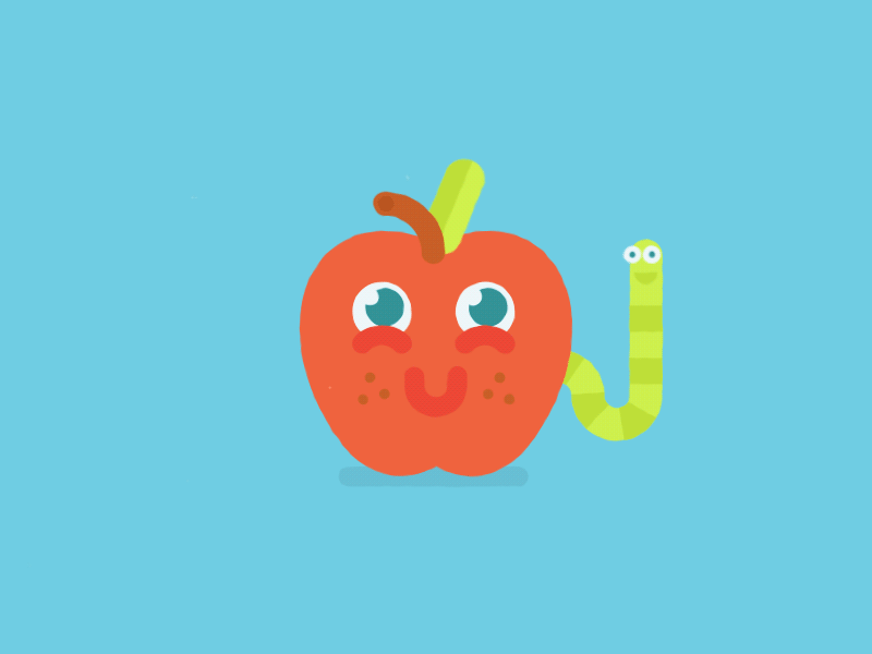 Happy Apple, Happy Worm animation apple character gif loop motion design motion graphics