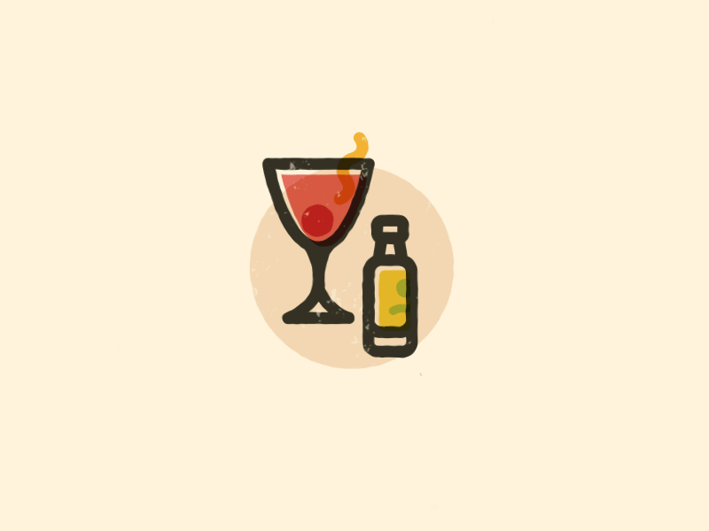 Manhattan animation bourbon cocktail gif icon infographic motion graphics offset screenprint whiskey