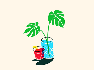 Drinks and Plants houseplant illustration montsera multiply negroni