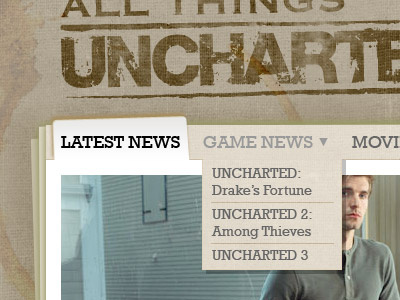 All Things UNCHARTED - Redesign - Navigation Update dropdown navigation rockwell tabs