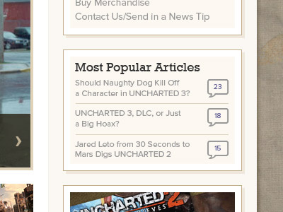 All Things UNCHARTED - Redesign - Sidebar/Widgets comments sidebar speech bubble widgets