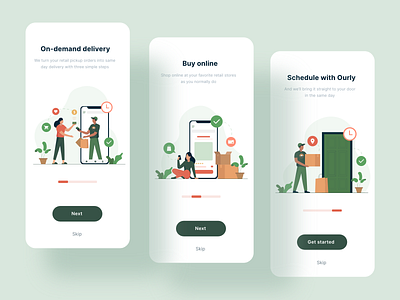 Onboarding Screens for Ourly Delivery App