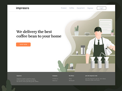 impress'o coffee header hero illustration vector website