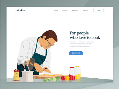 brindisa cook header illustration landing page vector website