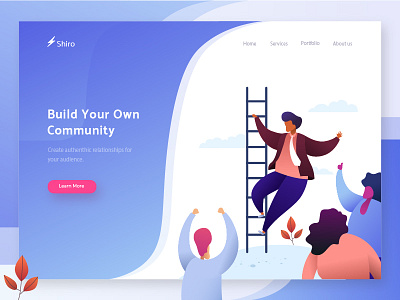 Shiro - Build Your Own Community community gradation gradient illustration landingpage ui ux vector