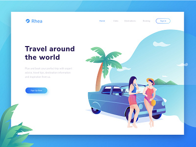 Rhea - Header illustration for travel website header illustrations landingpage travel vector website