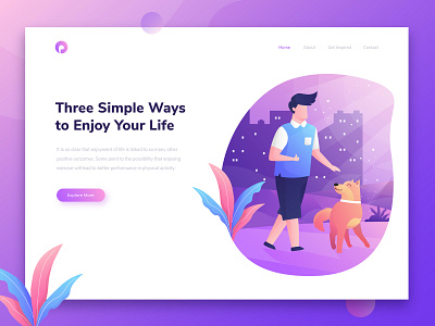 Enjoy Your Life - Header Illustration design gradation gradient header illustration landingpage life ui ux vector