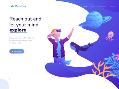 Pandora landing page - Animation animation branding design exploration gradation gradient header hero illustration landingpage logo typography ui ux vector vr web website