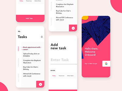 Task app abstract art branding clean color concept dailyui design design app flat flat design interface minimal pink task typography ui ux