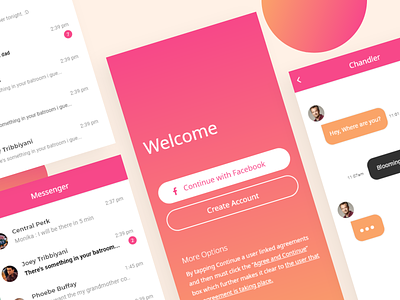 Chat App abstract art chat clean clean app color concept dailyui design design app flat flat design free login message minimal typography ui pack
