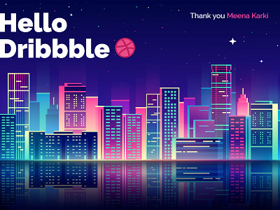 Hello, Dribbble! Finally arrived! city debut dribbb dribbble first hello illustration invitation welcome world