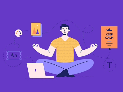 Keep Calm Illustration app bannersnack business character creative digital edit free free templates illustration illustrator keep calm keep calm and carry on keep going man marketing palette peace poster purple