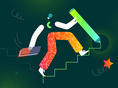 Rebranding Design Illustration brand business create creatopy digital doodle draw erase eraser gradient green illustration illustrator neon orange rebrand rebranding stairs transformation visual