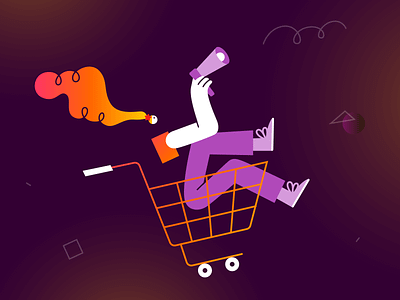 Retail Advertising Illustration abstract brand business cart character colors design digital doodle flat gradient graphic illustration illustrator marketing neon orange red shop vector