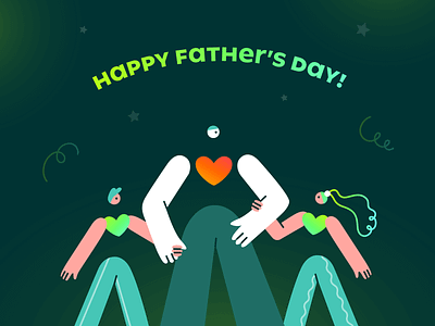 Father's Day Illustration boy celebrate colorful colors creatopy dads design doodle family father girl gradient graphic green happy illustration illustrator neon vector
