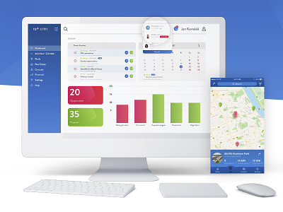 re plus CRM Light Dashboard analytics app blue crm dashboard desgin