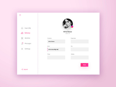 Daily UI - User dashboard dashboard design girl pink ui ui card