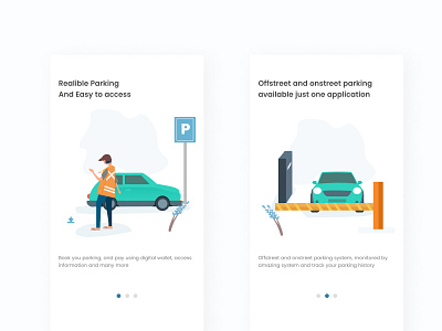 Parking Online app flat illustration ui ux