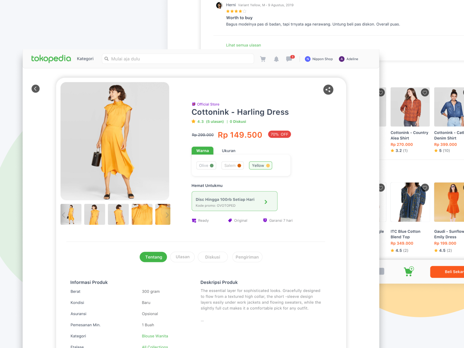 Product detail page for Ecommerce Website by Adeline Atmadja on Dribbble
