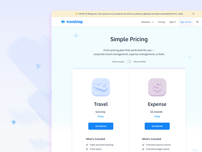 Pricing Page for Travel company pricing table simple travel uidesign uiux website website design