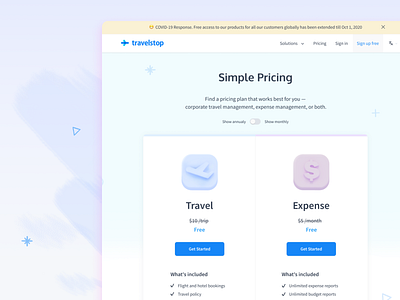 Pricing Page for Travel company